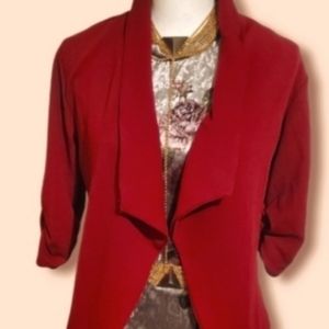 NWT: 3/4 Sleeve Blazer Jacket, Burgundy-Red, Size M